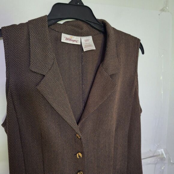 A Vintage Worthington Women's Maxi Dress Herringbone Sleeveless Academia Size 14 - Picture 5 of 9